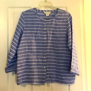 Nautical linen top blouse shacket jacket beach
